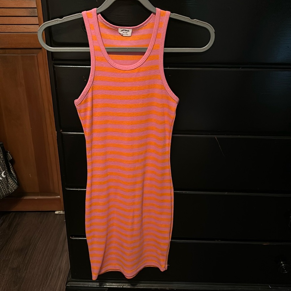 Cotton on brand Size XS striped ribbed mini dress